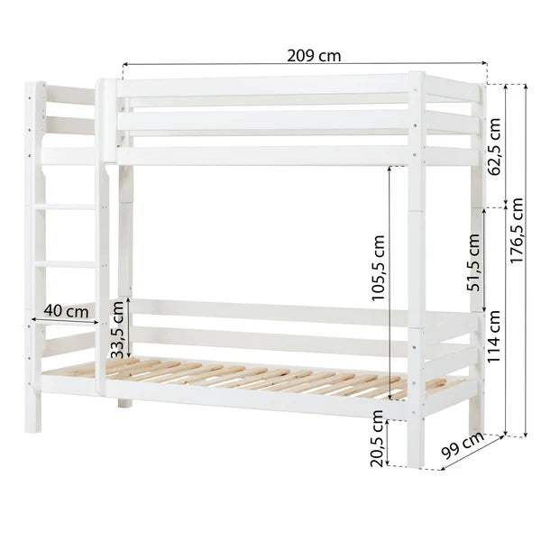Hoppekids, ECO Luxury, Hög våningssäng (Cabriolet) 90x200 cm, Vit