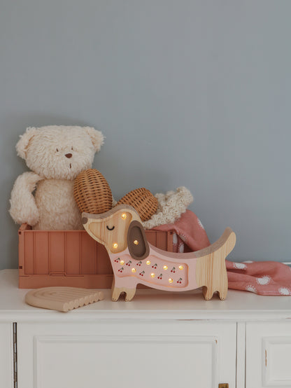 Little Lights, Yövalo MINI Puppy, Cherries on Pink