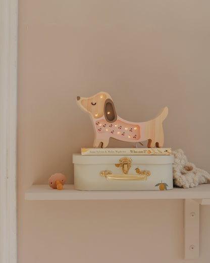 Little Lights, Yövalo MINI Puppy, Cherries on Pink