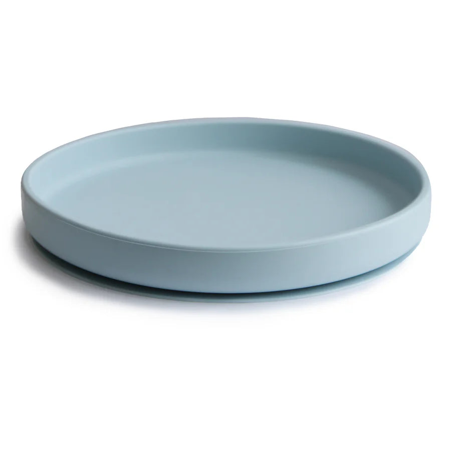 Mushie Silicone plate with suction cup, Classic Powder Blue