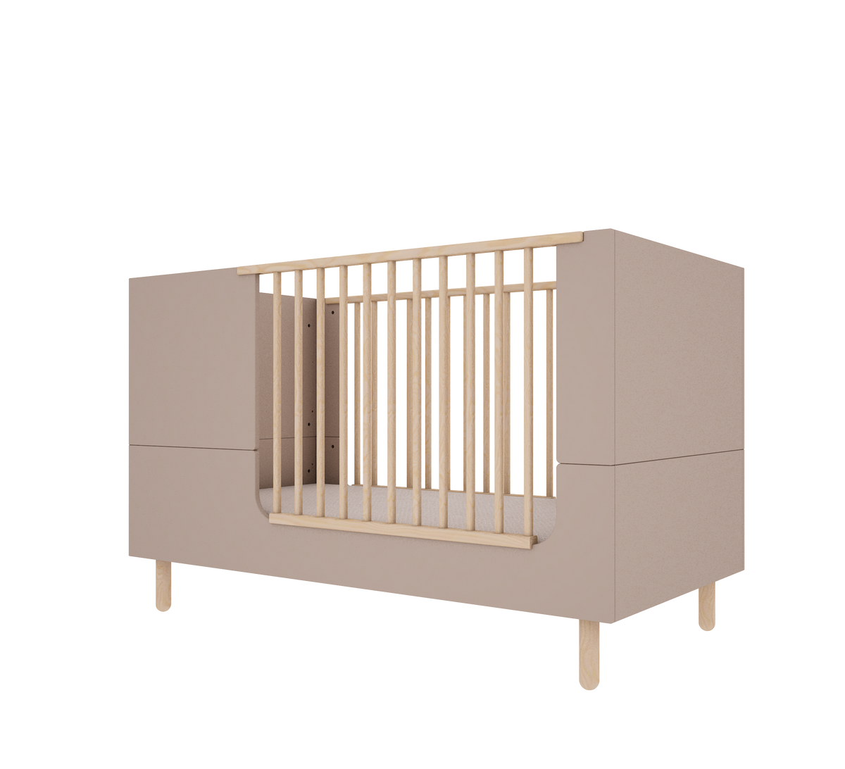 Wood Luck Design, Cot &amp; Junior Bed 2 IN 1, 70x140 cm, Truffle