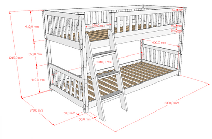 Vipack, Ronald, Montessori Bunk Bed (Convertible) 90x200 cm, White