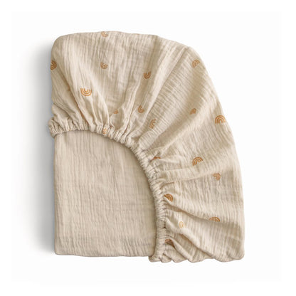Mushie, Fitted Sheet 60x120cm, Rainbow