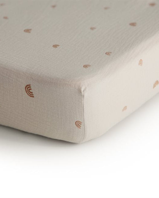 Mushie, Fitted Sheet 60x120cm, Rainbow