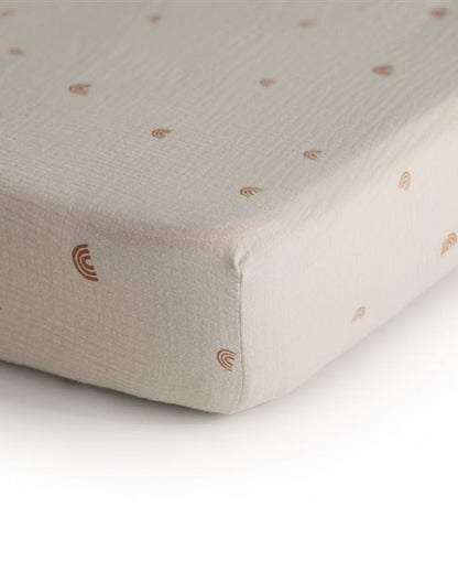 Mushie, Fitted Sheet 60x120cm, Rainbow