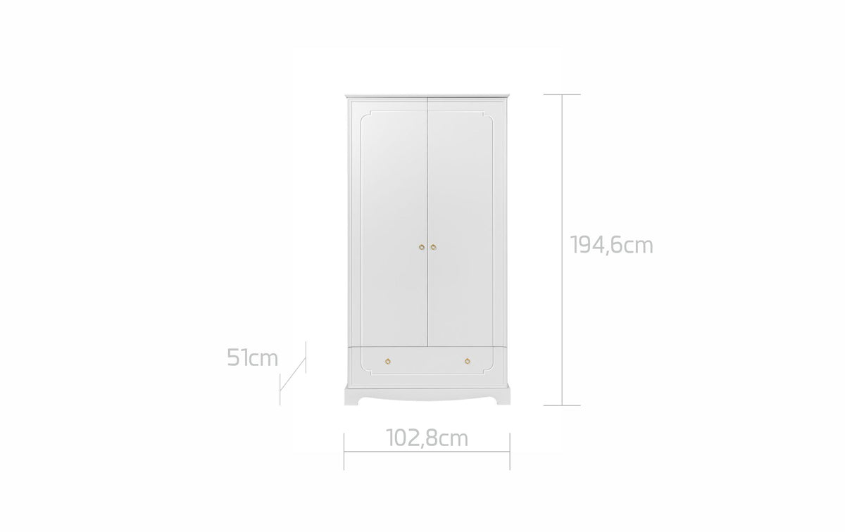 Bellamy, Royal, Wardrobe with 2 doors, White
