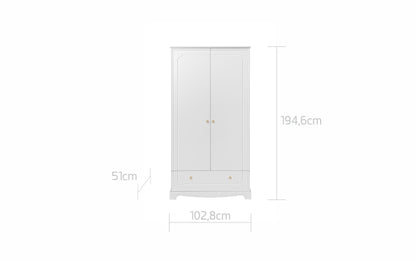 Bellamy, Royal, Wardrobe with 2 doors, White