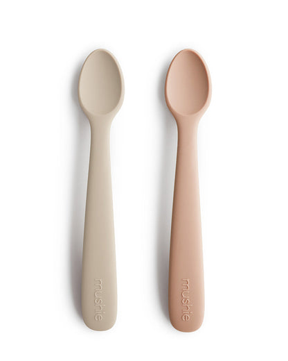 Mushie, Silicone Spoon Set 2pcs, Blush/Shifting Sand
