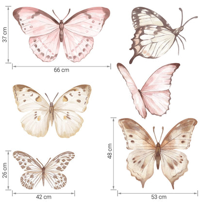 Pastel Love, Wall Sticker Set L, Butterflies