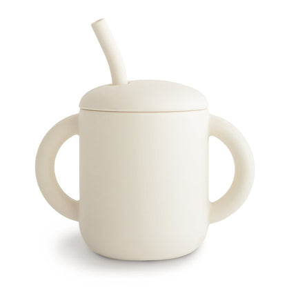 Mushie, Silicone Straw Mug, Ivory