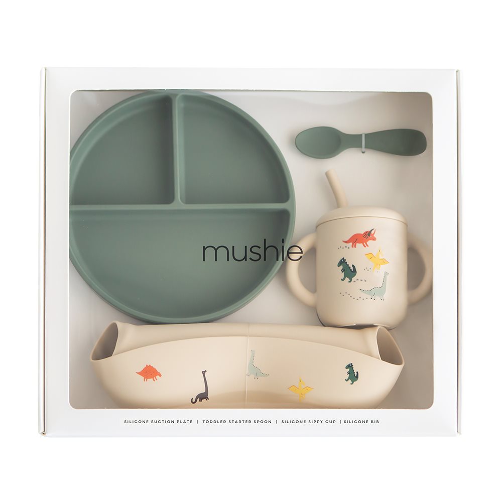 Mushie, Silicone Dinnerware Set, Dino