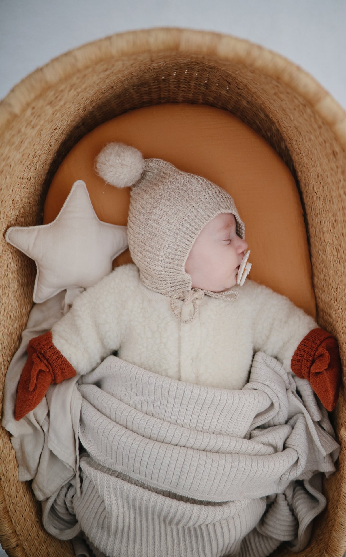 Mushie, Babyfilt, Ribbad Beige Melange