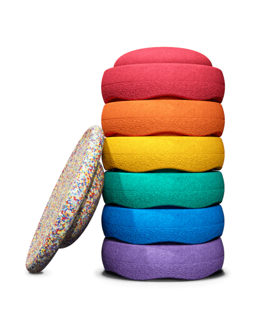 Stapelstein, Rainbow 6 kpl Setti + Balance Board, Confetti Classic