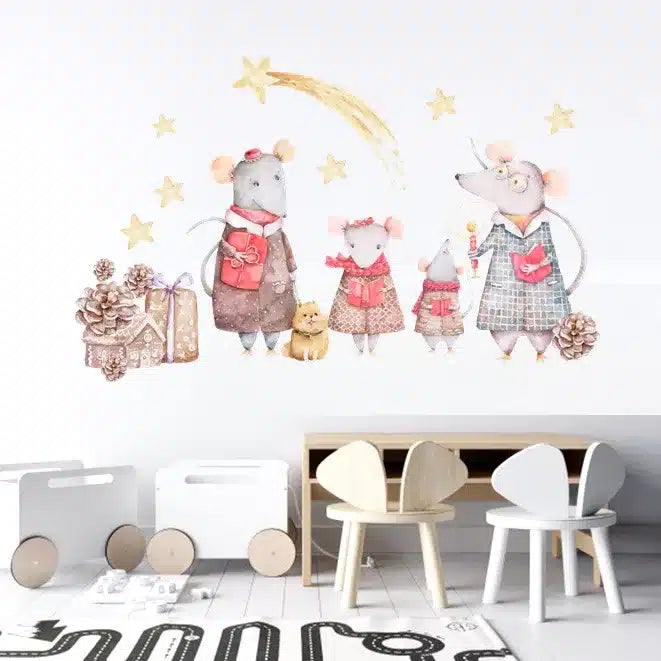 Wall sticker 30x60, Christmas Mice