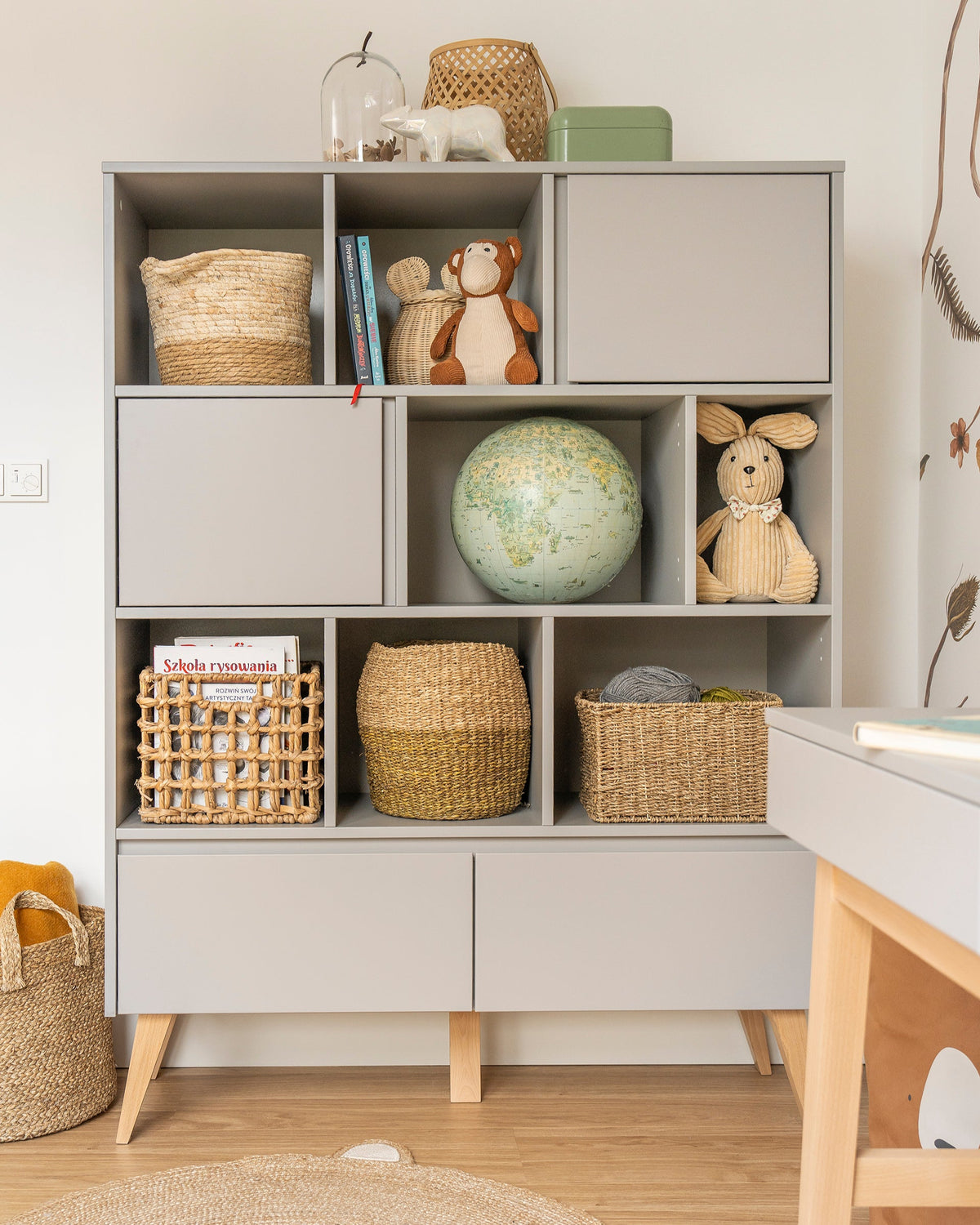 Pinio, Gungbokhylla 120 cm, Grå