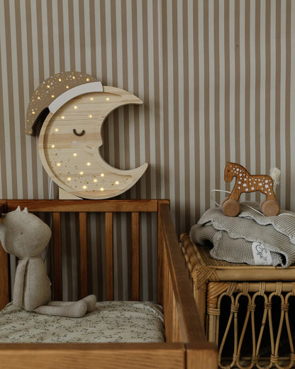 Little Lights, Night Light, Moon, Cappuccino Wood