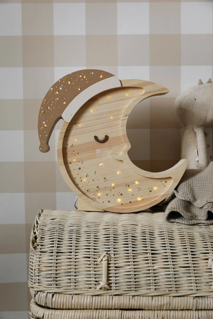 Little Lights, Night Light, Moon, Cappuccino Wood