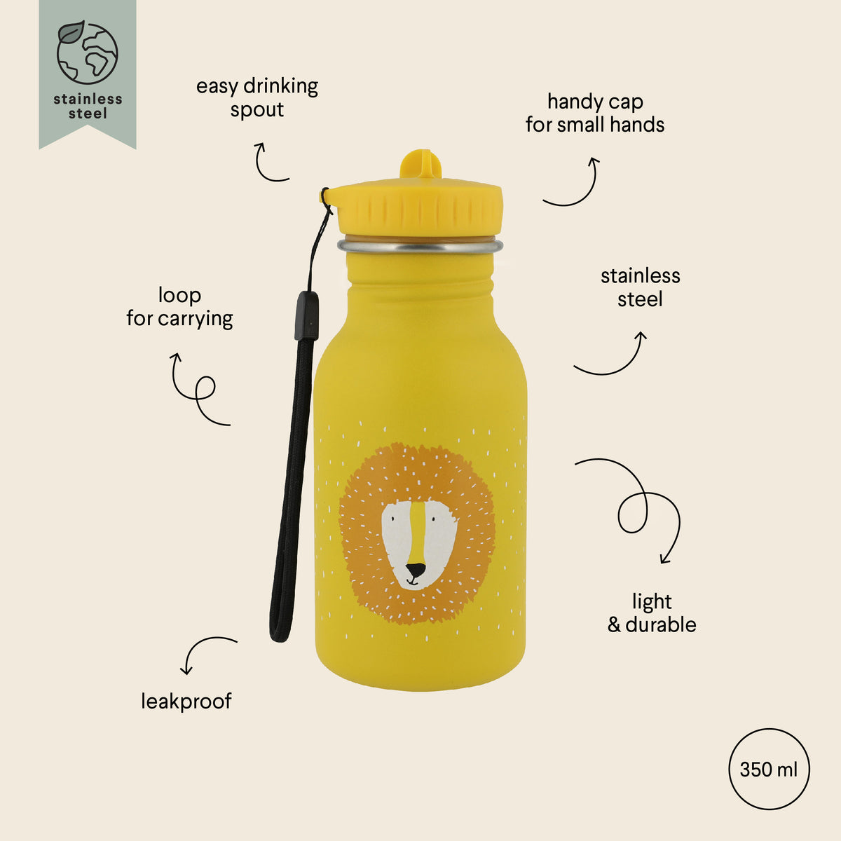 Trixie Baby, Dricksflaska 350 ml, Mr. Lejon