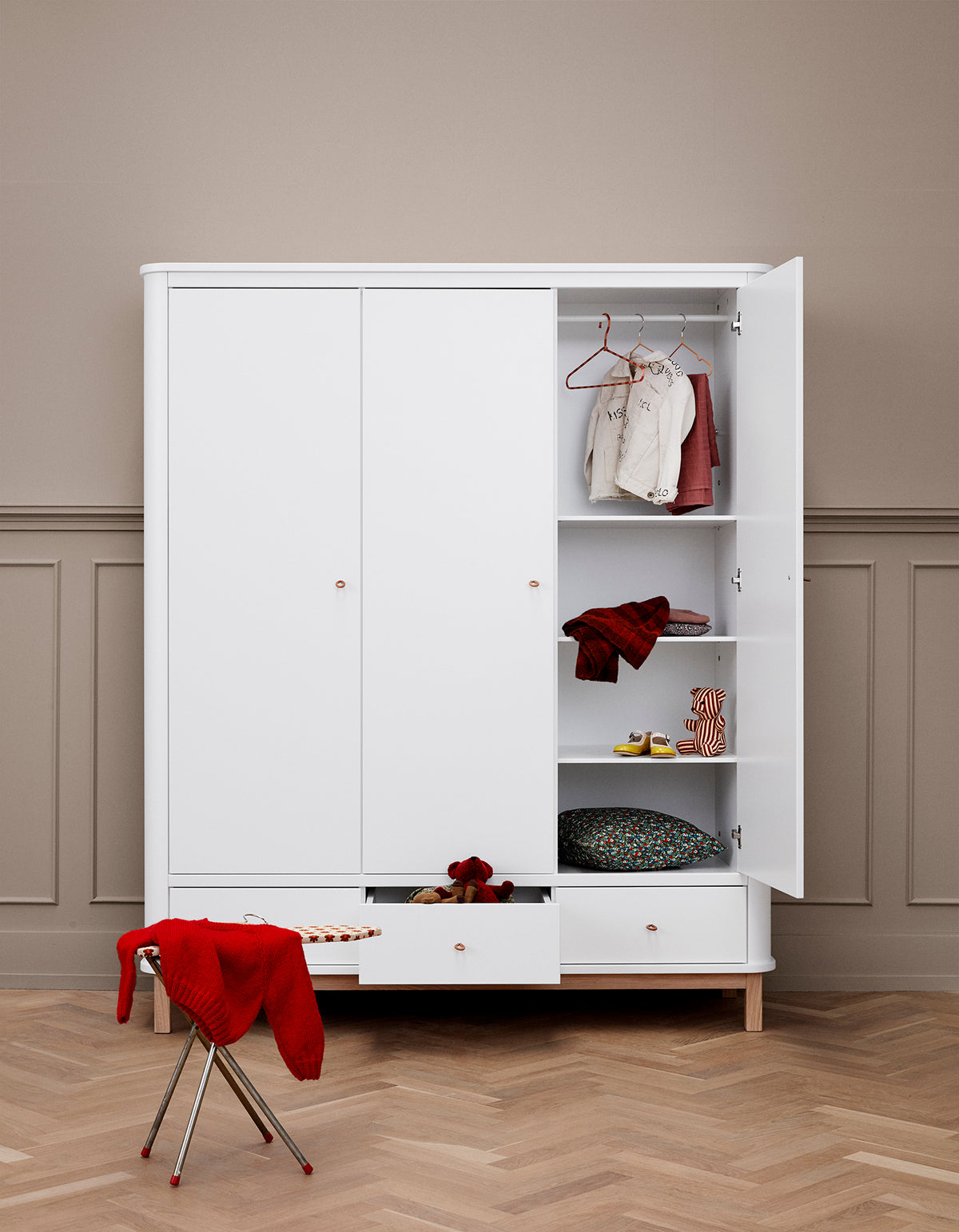 Oliver Furniture, Wood, Vaatekaappi 3 ovea, White/Oak