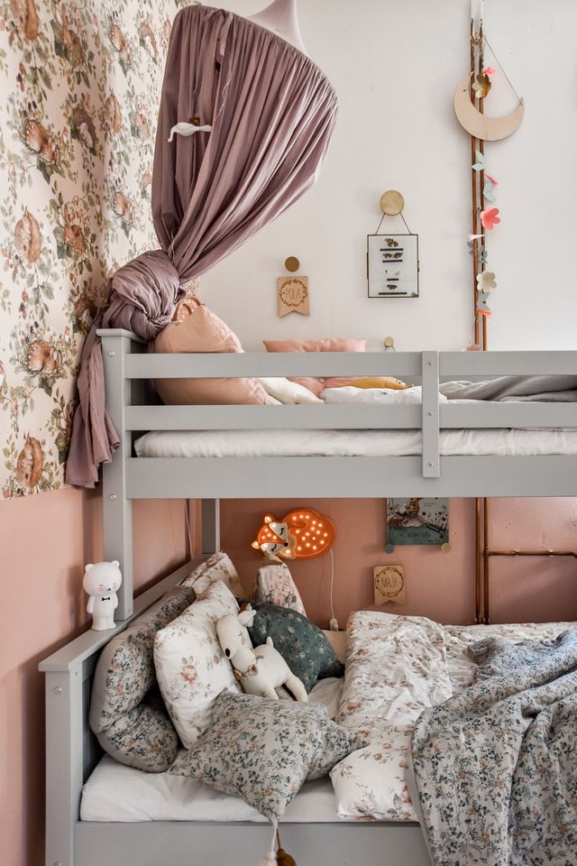 Inmondo, Collet Trio Bunk Bed with Headboard (Convertible), Pearl Grey