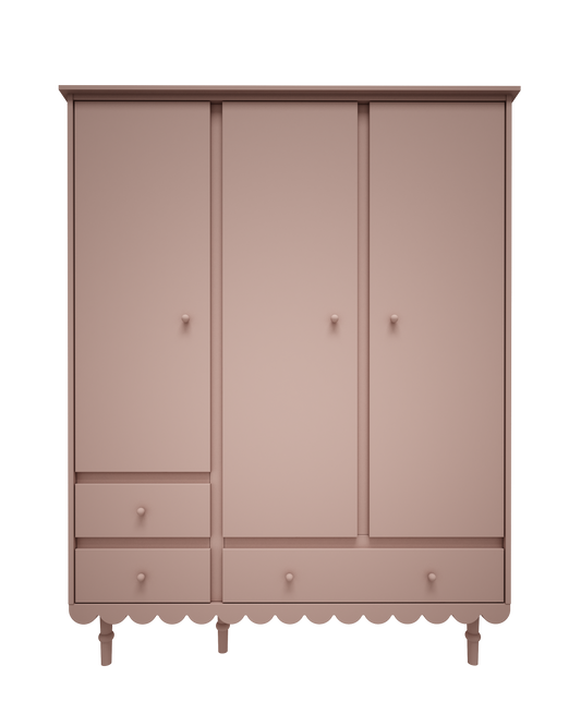 Wood Luck Design, Vaatekaappi 3-ovea, Babushka Natural Pink
