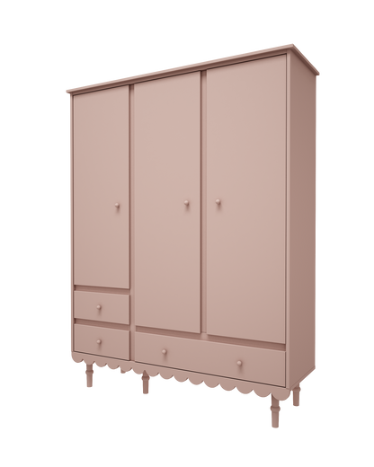 Wood Luck Design, Vaatekaappi 3-ovea, Babushka Natural Pink