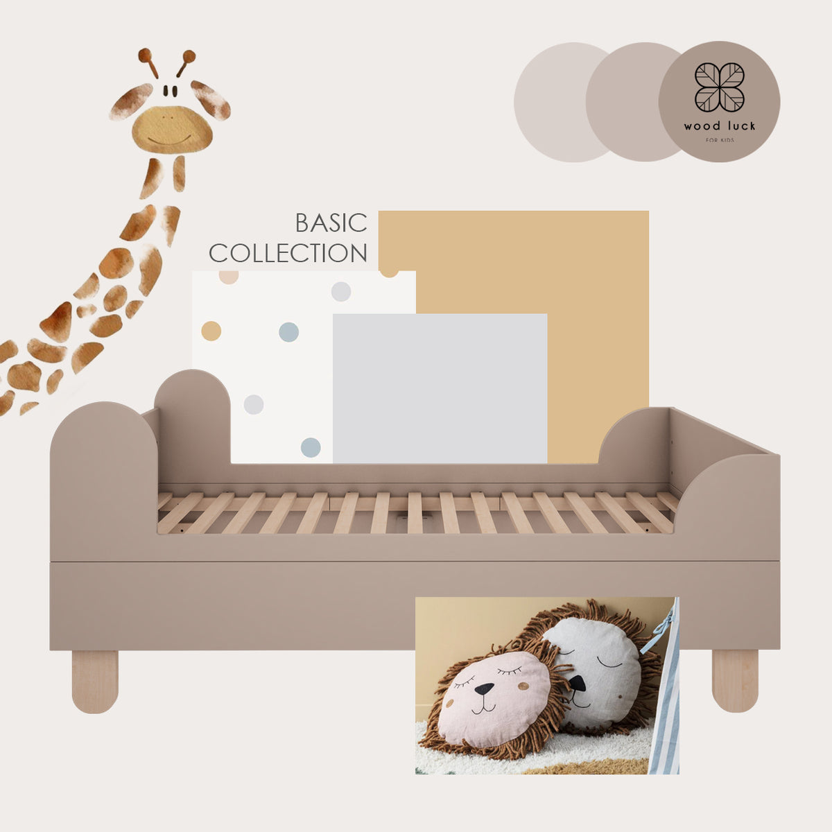 Wood Luck Design, Juniorisänky 80x160 cm, Basic Truffle