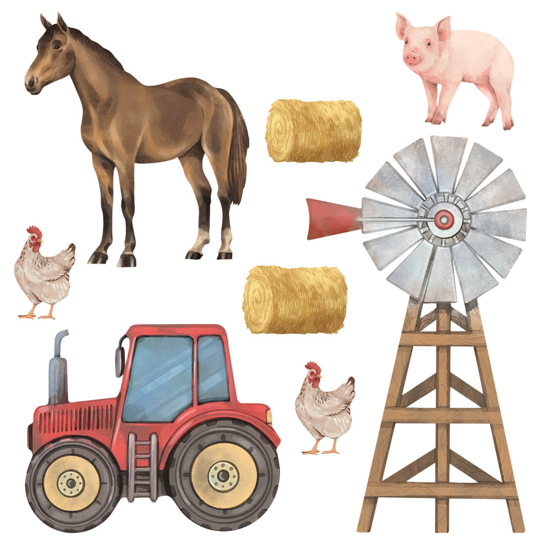 Pastel Love, Wall Sticker Set, Farm Animals 1