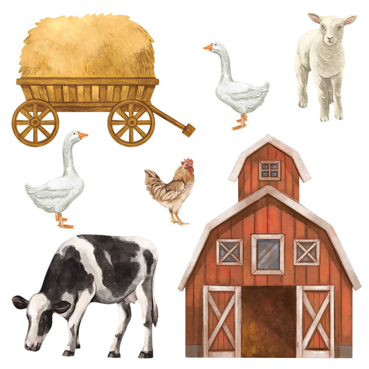 Pastel Love, Wall Decal Set, Farm Animals 2