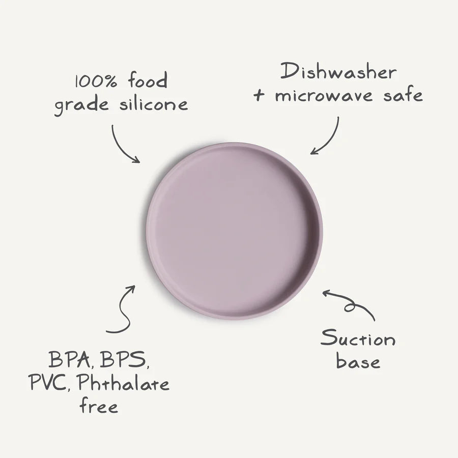 Mushie Silikonplatta med sugkopp, Classic Soft Lilac