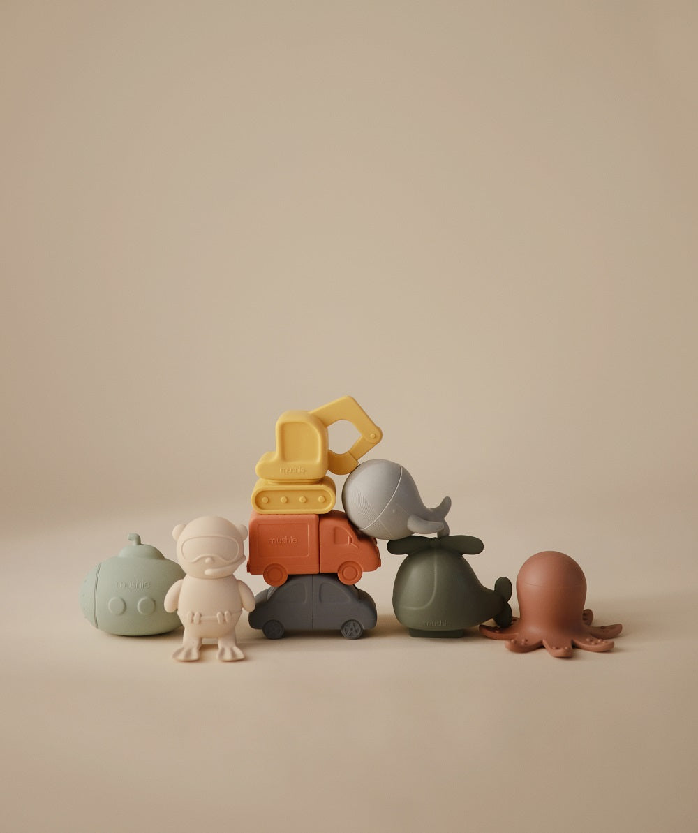 Mushie, Silicone Bath Toy, Vehicles