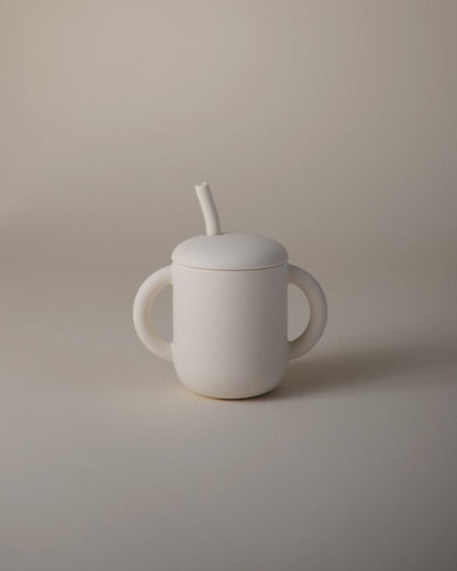 Mushie, Silicone Straw Mug, Ivory