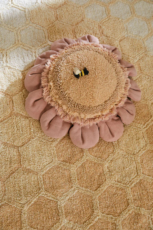 Planet Bee, Floor pillow, Pink Daisy