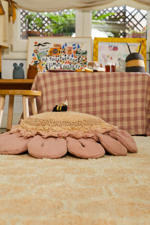 Planet Bee, Floor pillow, Pink Daisy
