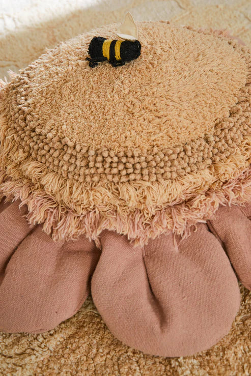 Planet Bee, Floor pillow, Pink Daisy
