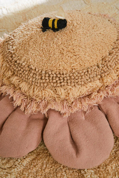 Planet Bee, Floor pillow, Pink Daisy