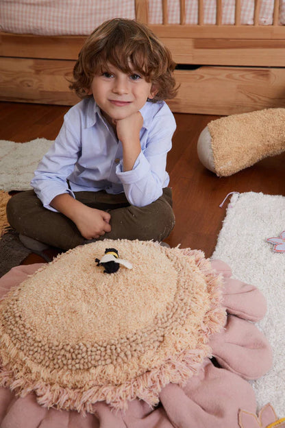 Planet Bee, Floor pillow, Pink Daisy