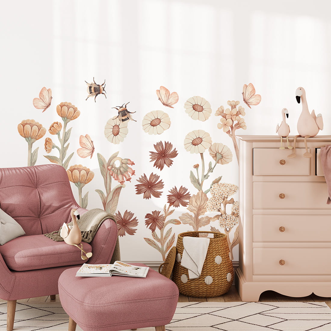 Pastel Love, Wall Decal Set, Flowers Boho 2
