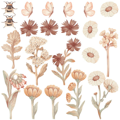 Pastel Love, Wall Decal Set, Flowers Boho 2