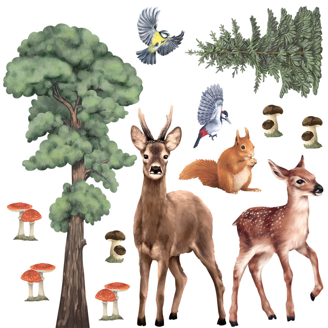Pastel Love, Wall Decal Set, Forest Animals 2