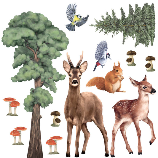 Pastel Love, Wall Decal Set, Forest Animals 2