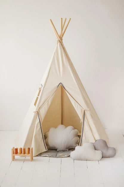 Hi Mili Play Tent Tiipii, Gray Pompom