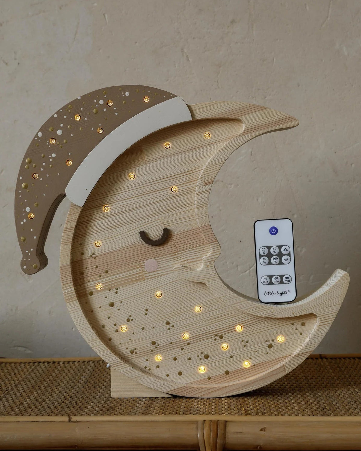 Little Lights, Night Light, Moon, Cappuccino Wood
