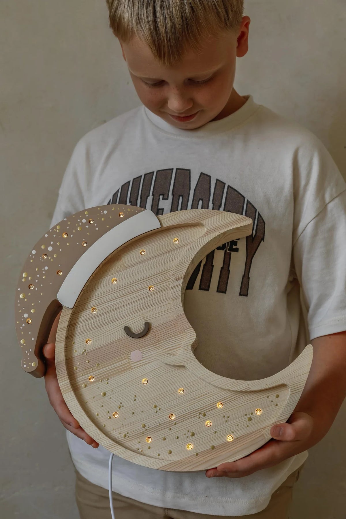 Little Lights, Night Light, Moon, Cappuccino Wood