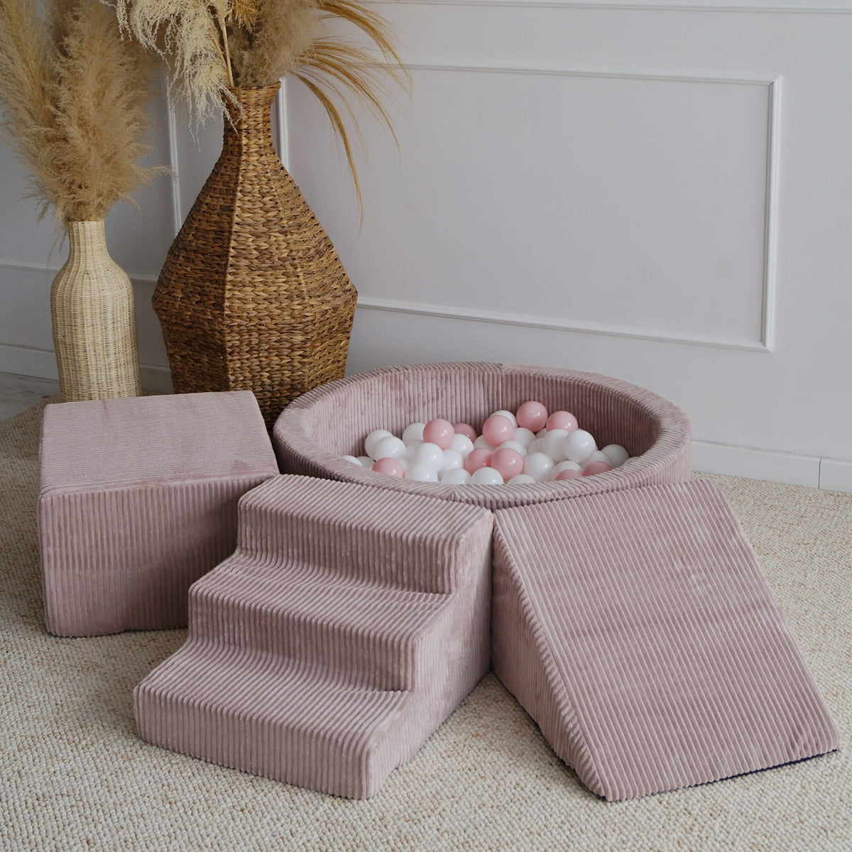 Leikkimoduuli + Pallomeri, Corduroy Dirty Pink