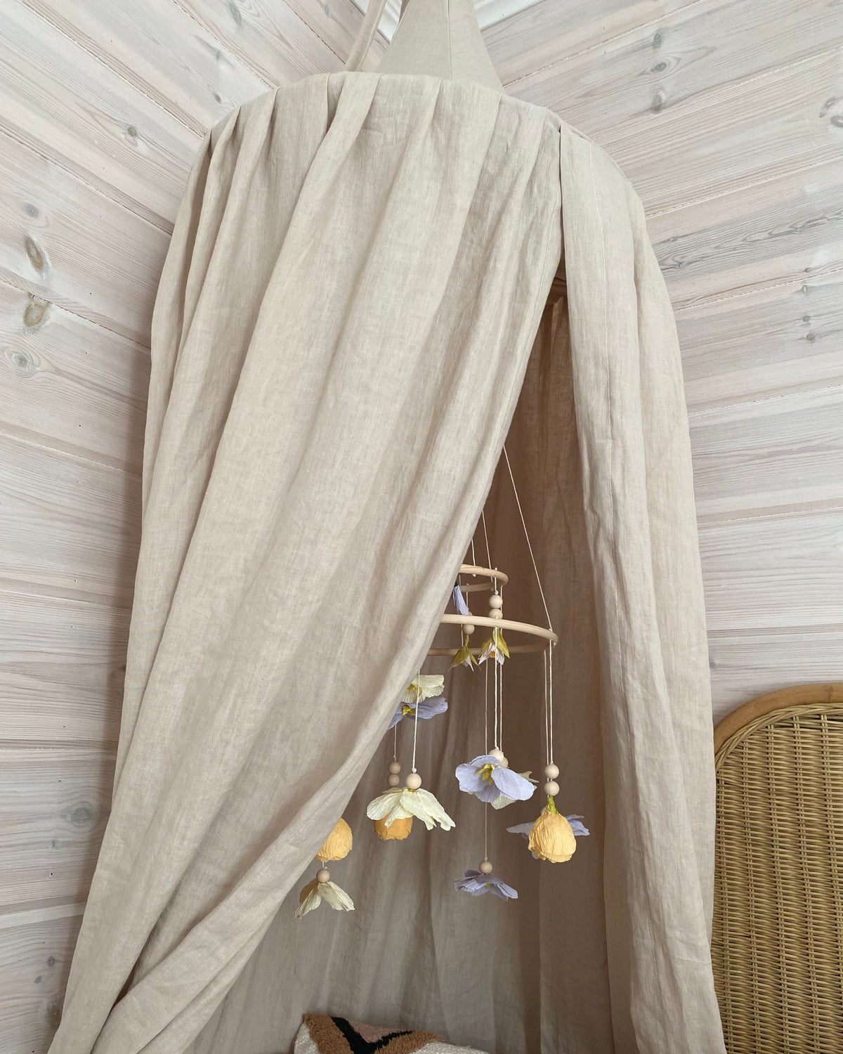Matuu Bed Canopy, Natural Linen, Beige