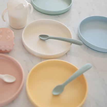 Mushie Silicone plate with suction cup, Classic Powder Blue