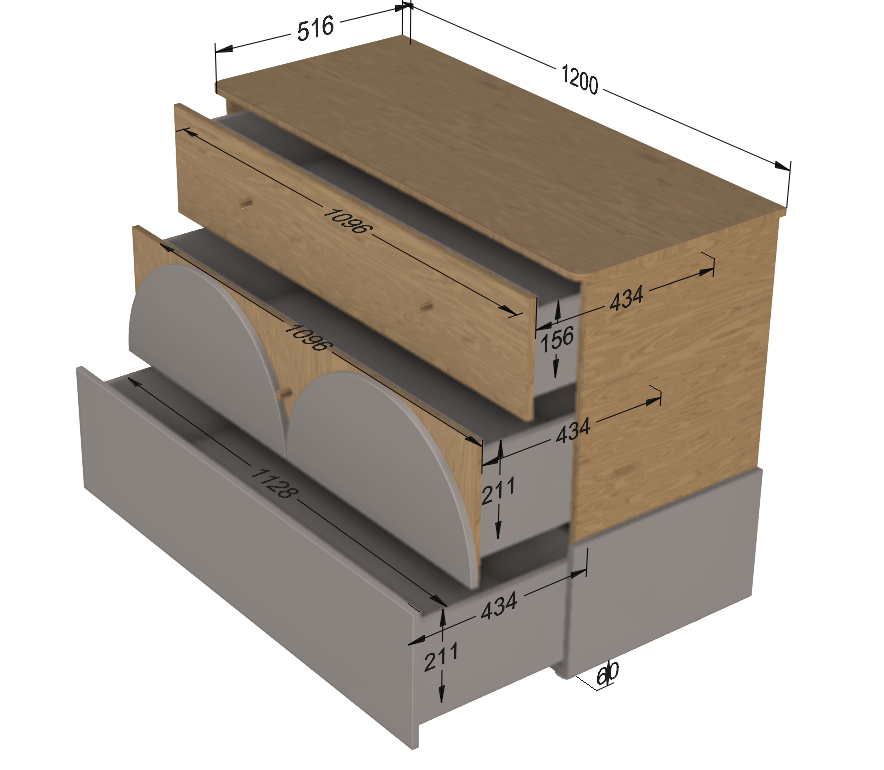 Wood Luck Design, Dresser, Bloom