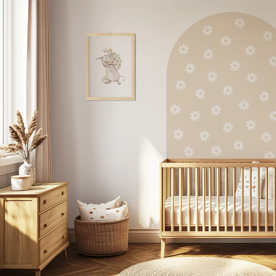 Pastel Love, Wall Decal Arch, Latte Daisies