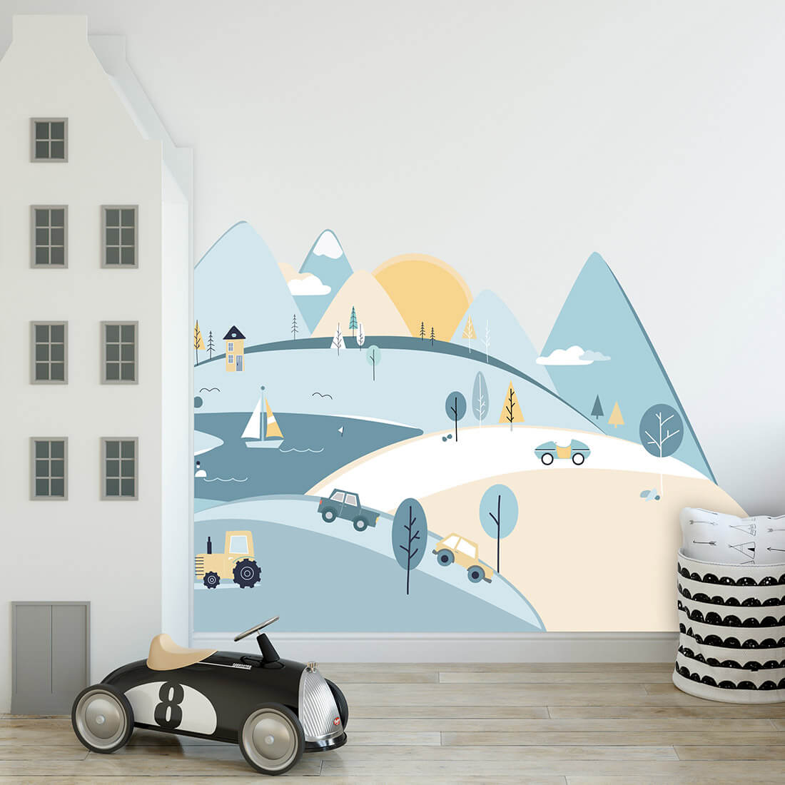 Pastel Love, Wall Decal, Light Blue Mountains